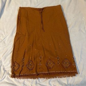 Richard Malcolm Beaded Linen blend midi skirt